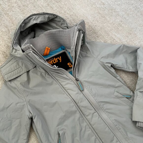 Superdry Windcheater Gray Zip Up Hooded Jacket S - Picture 3 of 15